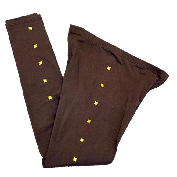 Mudd Brown Leggings with Gold Studs Girls M. - Picture 1 of 9